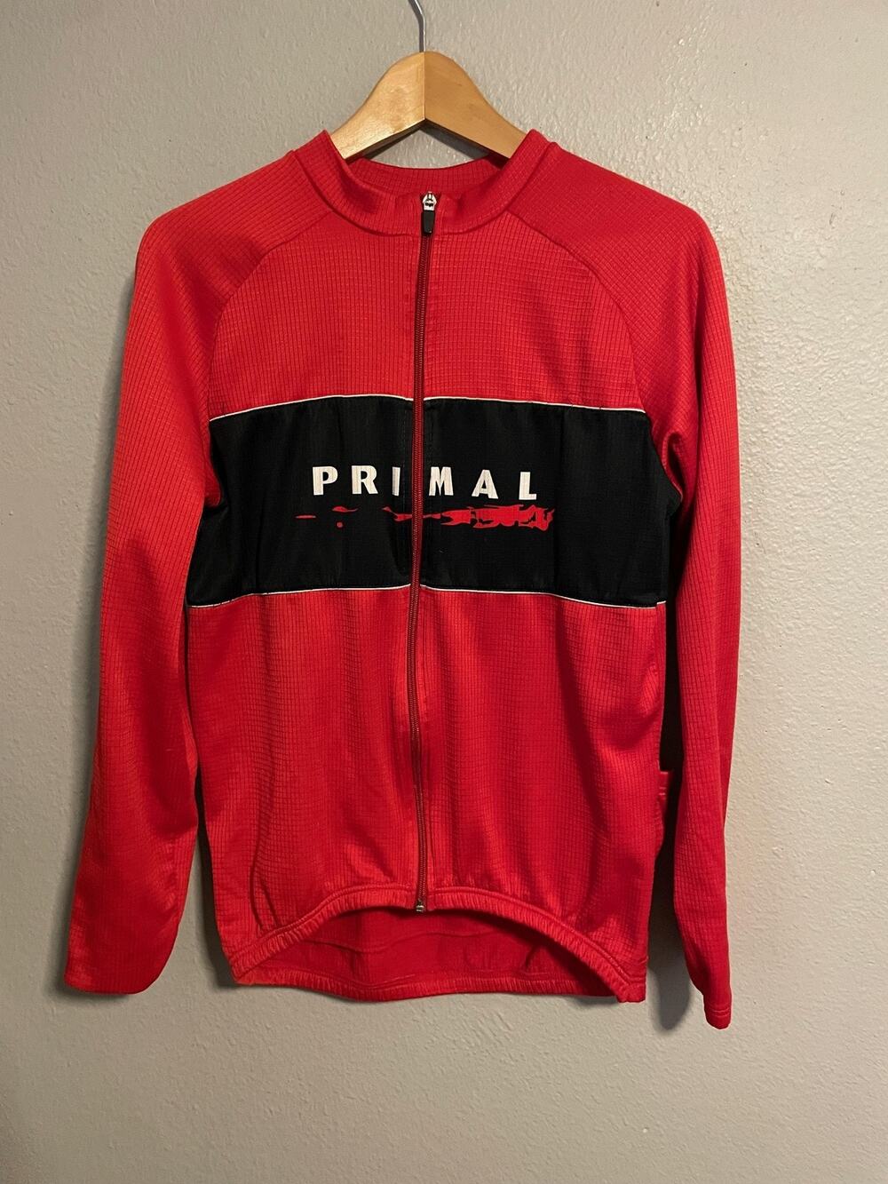Primal Wear Mens Cycling Jersey Large Zip Long Sleeve Red Black Thermal Outdoor